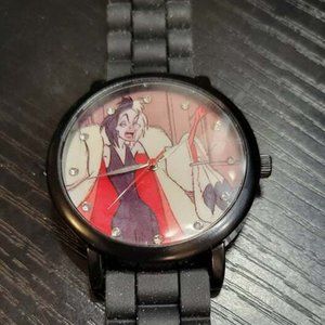 Cruella De Vil Accutime Wrist Watch Disney Rubber Watch Band - Needs Battery